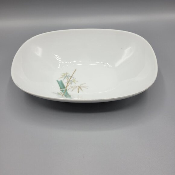 Vtg Noritake Oriental 6341 Oval Serving Bowl White Bamboo Design Japan Porcelain - Picture 1 of 9